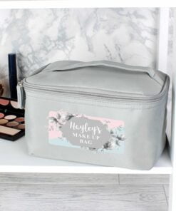 Personalised Floral Grey Vanity bag