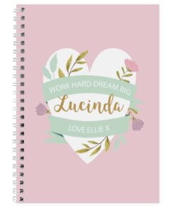 Personalised Floral Heart A5 Notebook