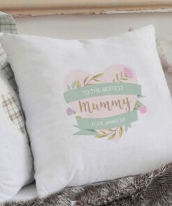 Personalised Floral Heart Mothers Day Cream Cushion Cover