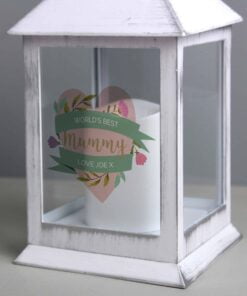 Personalised Floral Heart Mother’s Day White Lantern