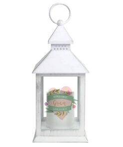 Personalised Floral Heart Mothers Day White Lantern