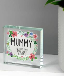 Personalised Floral Large Crystal Token