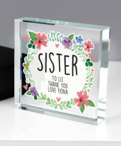 Personalised Floral Large Crystal Token