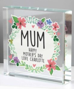 Personalised Floral Large Crystal Token
