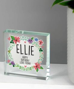 Personalised Floral Large Crystal Token