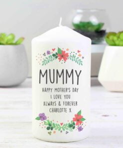 Personalised Floral Pillar Candle