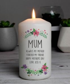 Personalised Floral Pillar Candle