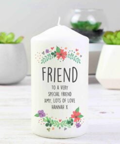 Personalised Floral Pillar Candle