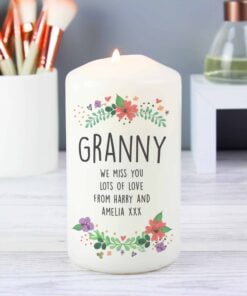 Personalised Floral Pillar Candle