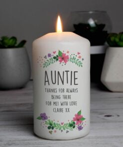 Personalised Floral Pillar Candle