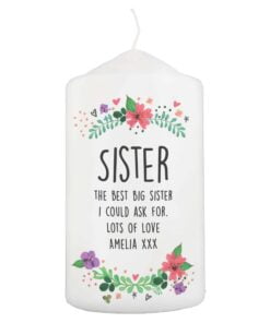 Personalised Floral Pillar Candle