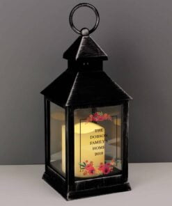 Personalised Floral Rustic Black Lantern