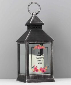 Personalised Floral Rustic Black Lantern