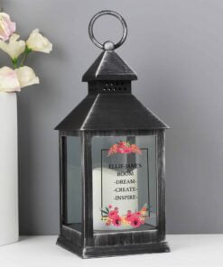 Personalised Floral Rustic Black Lantern