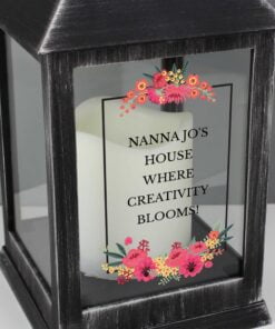 Personalised Floral Rustic Black Lantern
