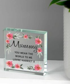 Personalised Floral Sentimental Large Crystal Token