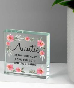 Personalised Floral Sentimental Large Crystal Token