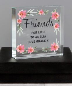 Personalised Floral Sentimental Large Crystal Token