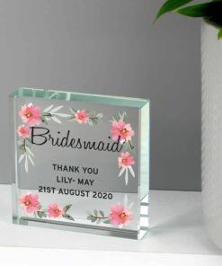 Personalised Floral Sentimental Large Crystal Token