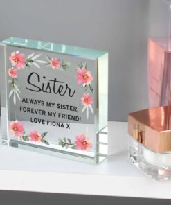 Personalised Floral Sentimental Large Crystal Token