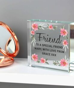 Personalised Floral Sentimental Large Crystal Token