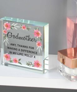 Personalised Floral Sentimental Large Crystal Token