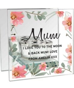 Personalised Floral Sentimental Mirrored Glass Tea Light Candle Holder