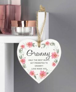 Personalised Floral Sentimental Wooden Heart Decoration