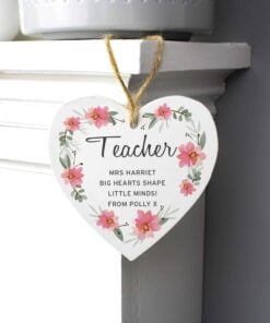 Personalised Floral Sentimental Wooden Heart Decoration