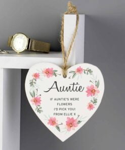 Personalised Floral Sentimental Wooden Heart Decoration