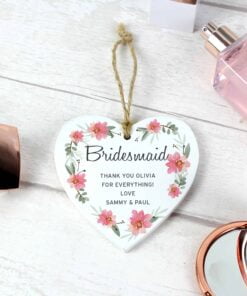 Personalised Floral Sentimental Wooden Heart Decoration
