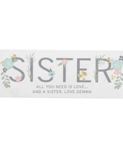 Personalised Floral Sister Wooden Block Sign