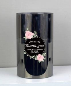 Personalised Floral Smoked Glass LED Candle