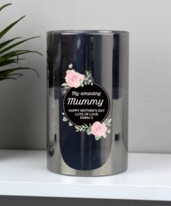 Personalised Floral Smoked Glass LED Candle