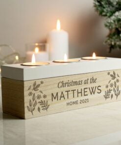 Personalised Floral Triple Tea Light Box