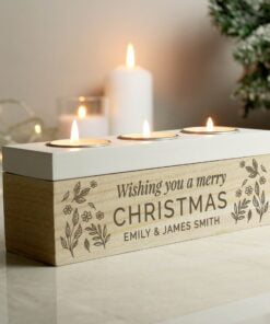 Personalised Floral Triple Tea Light Box