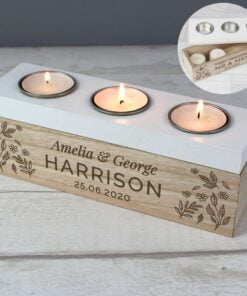 Personalised Floral Triple Tea Light Box