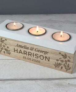 Personalised Floral Triple Tea Light Box