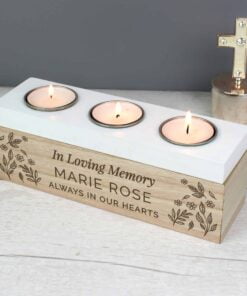 Personalised Floral Triple Tea Light Box