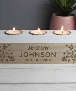 Personalised Floral Triple Tea Light Box