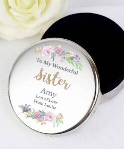 Personalised Floral Watercolour Round Trinket Box
