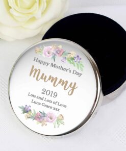 Personalised Floral Watercolour Round Trinket Box