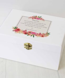 Personalised Floral Wishes White Wooden Keepsake Box