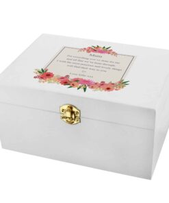 Personalised Floral Wishes White Wooden Keepsake Box