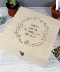 Personalised Floral Wreath Large Wooden Keepsake Box