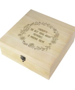 Personalised Floral Wreath Large Wooden Keepsake Box