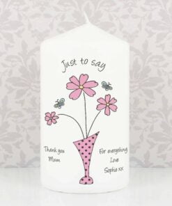 Personalised Flower in Vase Message Pillar Candle