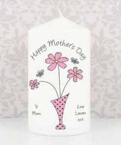 Personalised Flower in Vase Message Pillar Candle