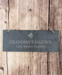 Personalised Flower Motif Hanging Slate Plaque