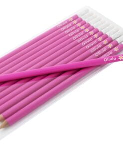 Personalised Flower Motif Pink Pencils